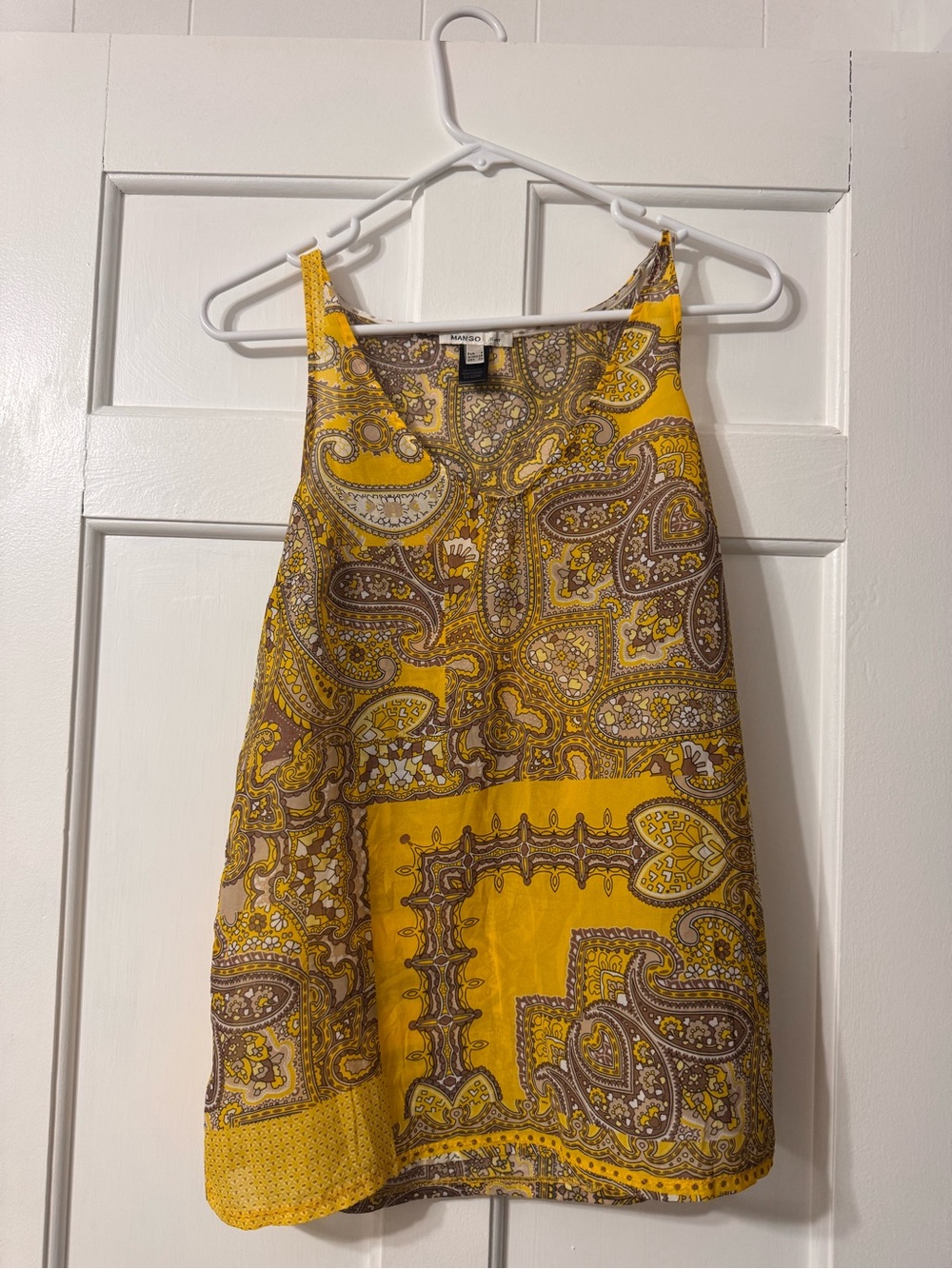 Mango Yellow Paisley Mini Dress
